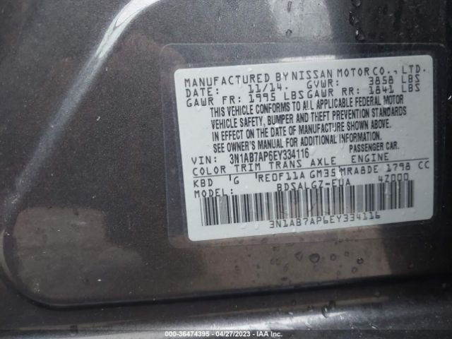3N1AB7AP6EY334116 Nissan SENTRA SL