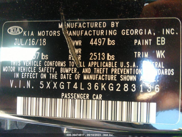 KIA gdi 2019 5XXGT4L36KG283136 Image 26