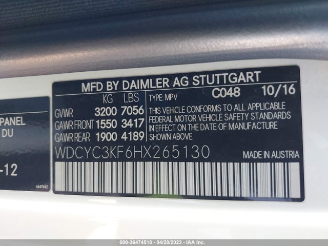 WDCYC3KF6HX265130 Mercedes-Benz G-class G 550