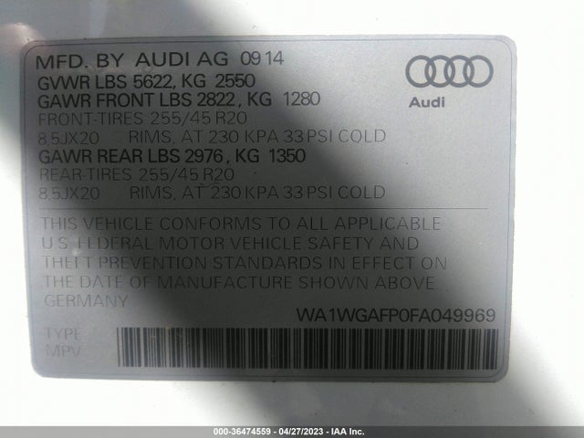 WA1WGAFP0FA049969 Audi Q5 Prestige