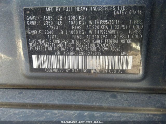 4S4BRCLC9E3272019 Subaru Outback 2.5i Limited