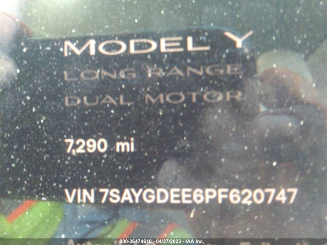 7SAYGDEE6PF620747 Tesla Model Y Long Range
