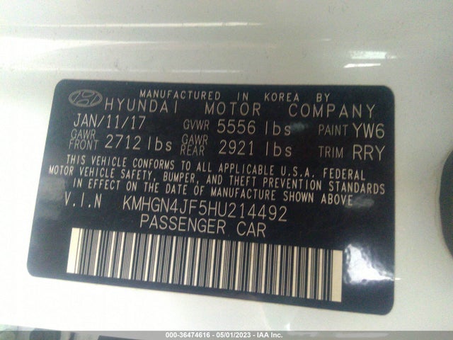 Genesis G80 5.0l Ultimate 2017 KMHGN4JF5HU214492 Image 10