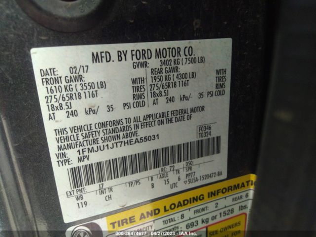 1FMJU1JT7HEA55031 Ford Expedition Xlt/king Ranch