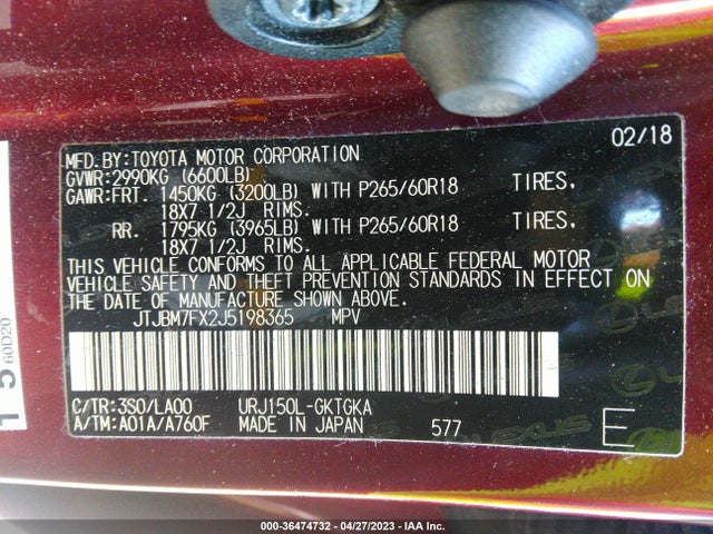 JTJBM7FX2J5198365 Lexus Gx Gx 460