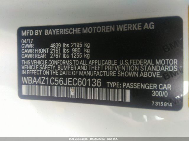 WBA4Z1C56JEC60136 BMW 4 Series 430i