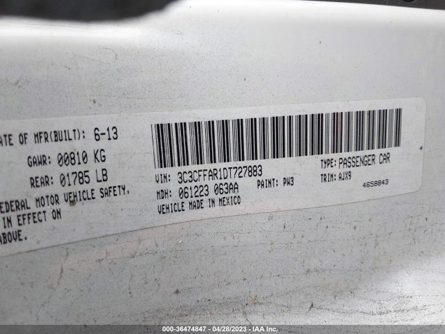2013 FIAT 500 POP VIN: 3C3CFFAR1DT727883
