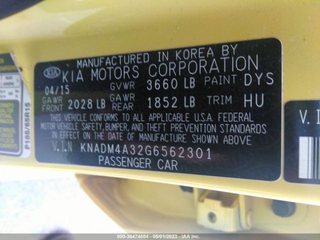 KNADM4A32G6562301 KIA RIO LX