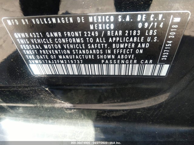 3VWD17AJ2FM219737 Volkswagen Jetta Sedan 1.8t Se
