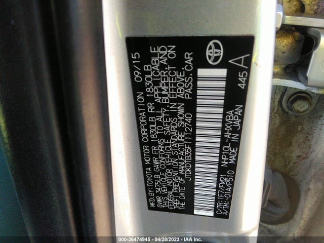 Toyota Prius C One/two/three/four 2015 JTDKDTB35F1112740 Image 9
