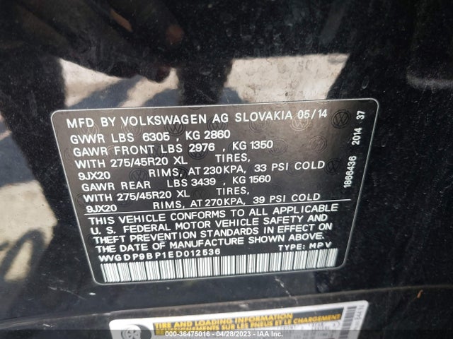 WVGDP9BP1ED012536 Volkswagen Touareg R-line
