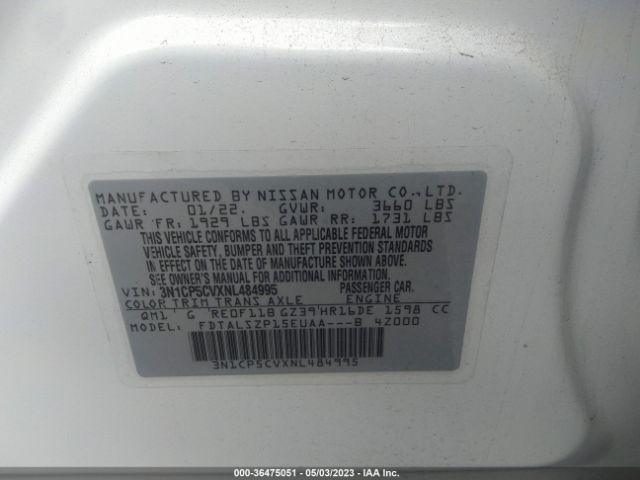 3N1CP5CVXNL484995 Nissan KICKS SV