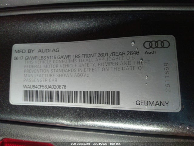WAUB4CF56JA020876 Audi S5 3.0t Premium Plus