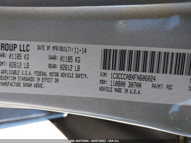 1C3CCCABXFN606024 Chrysler 200 Limited