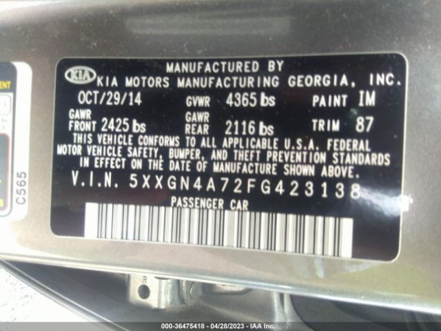 5XXGN4A72FG423138 KIA OPTIMA EX