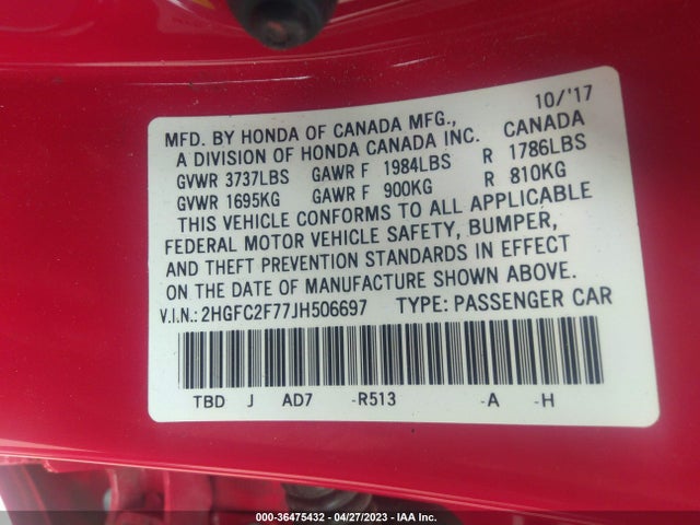 Honda Civic Sedan Ex 2018 2HGFC2F77JH506697 Image 9