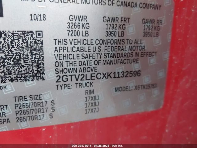 2GTV2LECXK1132596 GMC SIERRA 1500 LIMITED