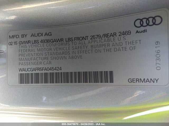 WAUCGAFR5FA045424 Audi S5 Premium Plus