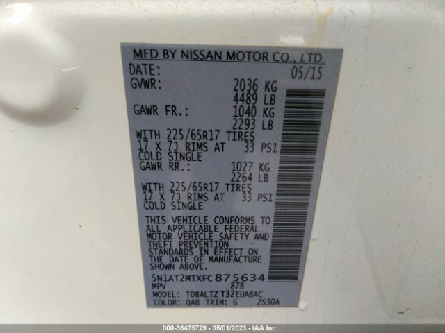 5N1AT2MTXFC875634 Nissan ROGUE SV
