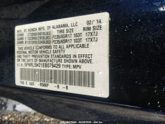 Honda ODYSSEY LX 2014 5FNRL5H21EB079429 Image 9