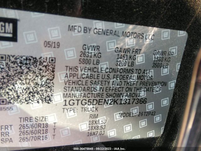 1GTG5DEN2K1317366 GMC Canyon 2wd Slt