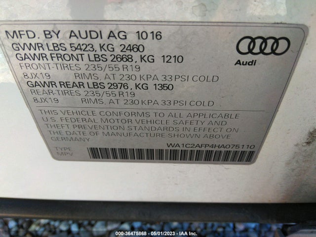 WA1C2AFP4HA075110 Audi Q5 PREMIUM
