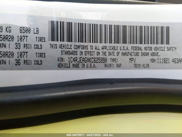 1C4RJEAGXKC625990 Jeep Grand Cherokee Altitude