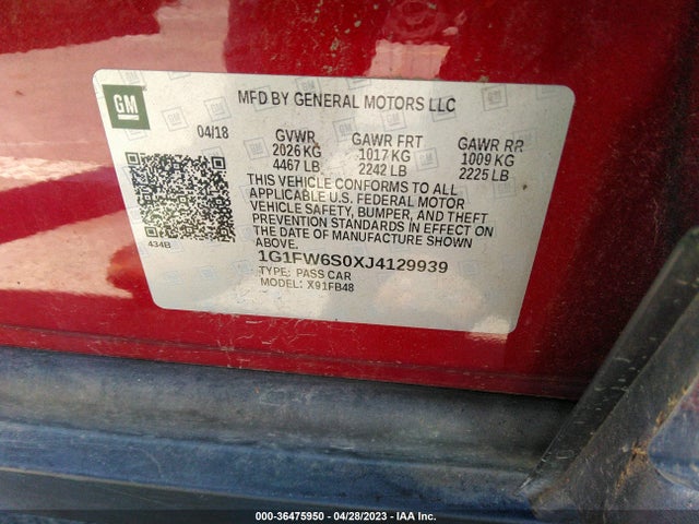 Chevrolet BOLT EV LT 2018 1G1FW6S0XJ4129939 Image 9