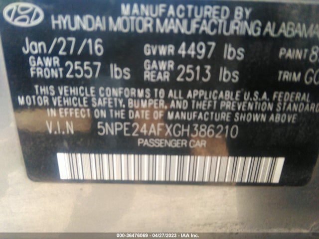 Hyundai Sonata 2.4l Se 2016 5NPE24AFXGH386210 Image 10