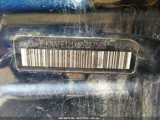 2006 KIA SPECTRA EX/SX/LX VIN: KNAFE121X65237563