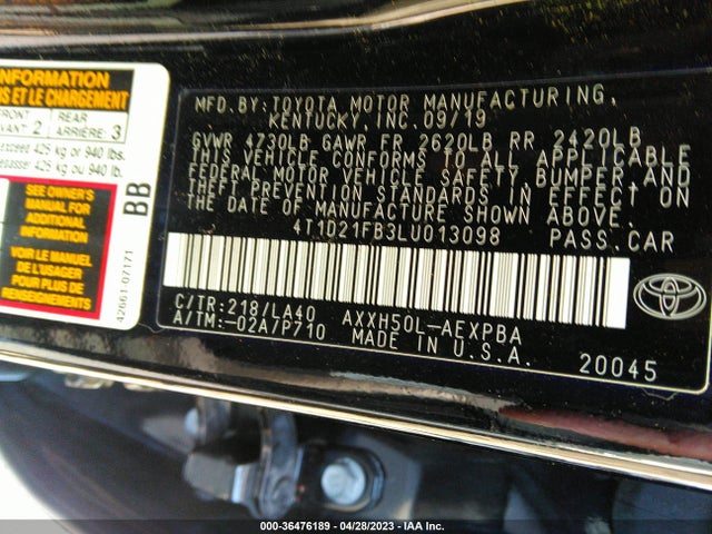 2020 Toyota Avalon, VIN: 4T1D21FB3LU013098