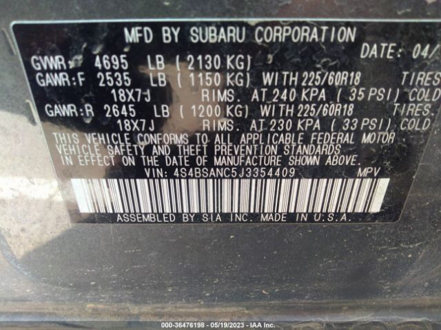 4S4BSANC5J3354409 Subaru Outback Limited
