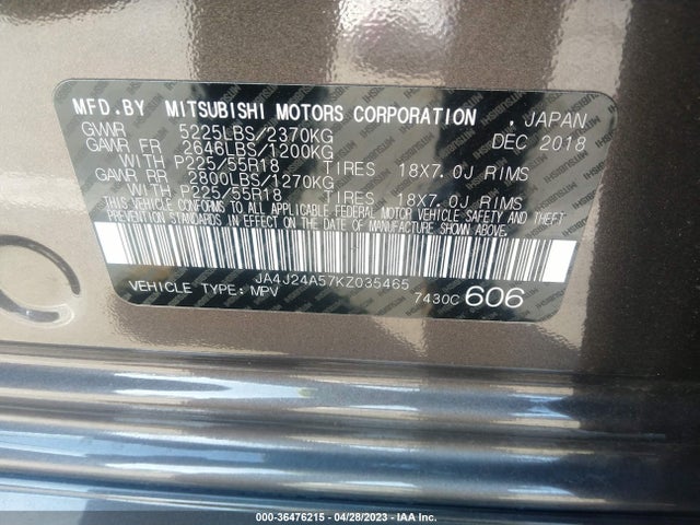 JA4J24A57KZ035465 Mitsubishi Outlander Phev Sel/gt
