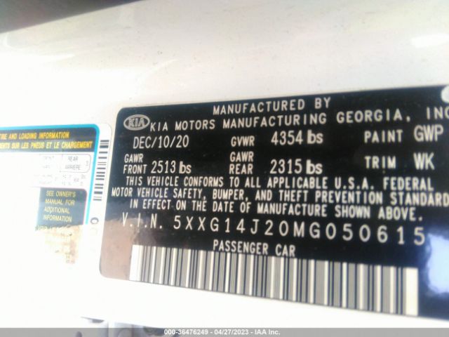 5XXG14J20MG050615 KIA K5 LXS