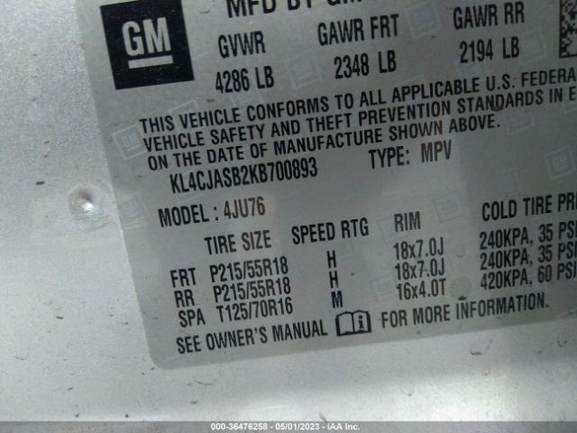 KL4CJASB2KB700893 Buick Encore Preferred