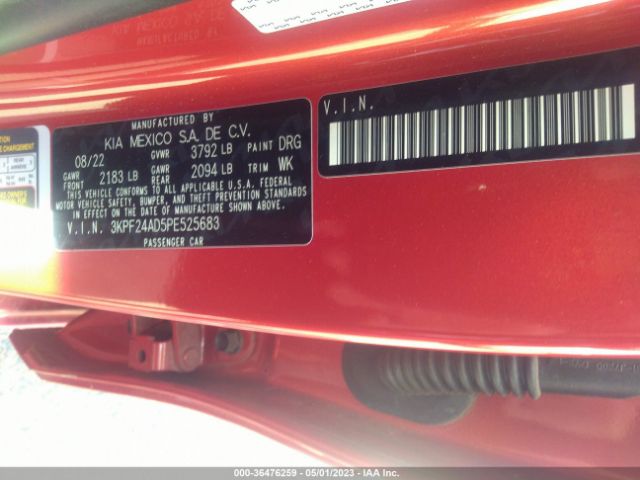 3KPF24AD5PE525683 KIA Forte Lxs