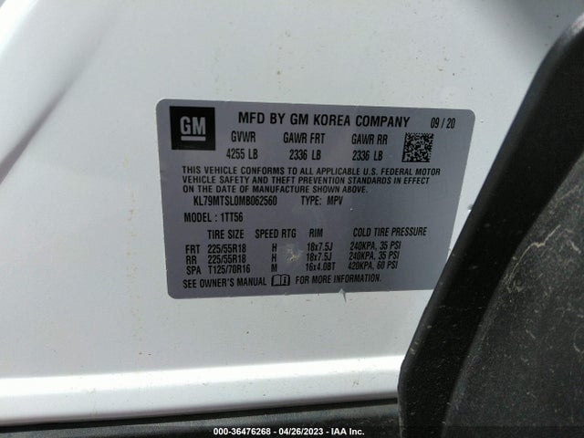 Chevrolet Trailblazer Rs 2021 KL79MTSL0MB062560 Image 9