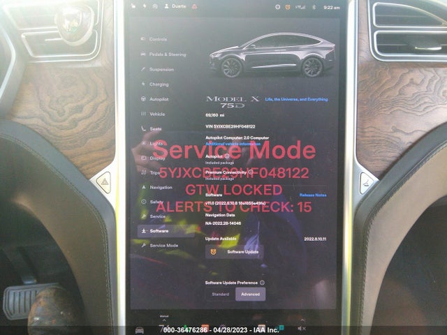 Tesla Model X 90d/75d/100d 2017 5YJXCBE29HF048122 Image 10