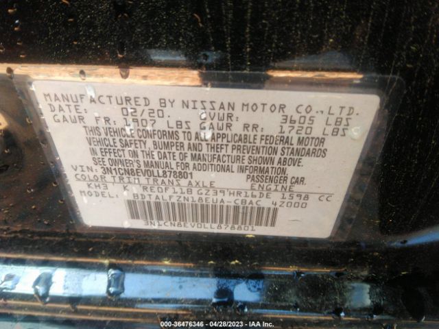 3N1CN8EV0LL878801 Nissan VERSA SV