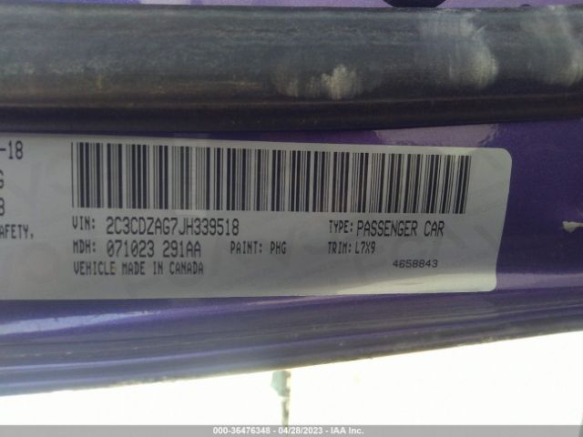 2C3CDZAG7JH339518 Dodge Challenger Sxt