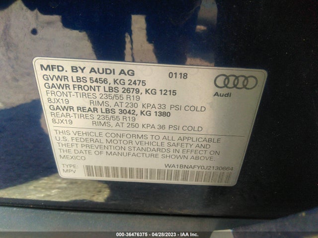WA1BNAFY0J2130664 Audi Q5 Premium Plus