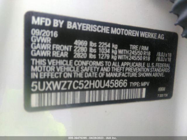 5UXWZ7C52H0U45866 BMW X3 Sdrive28i