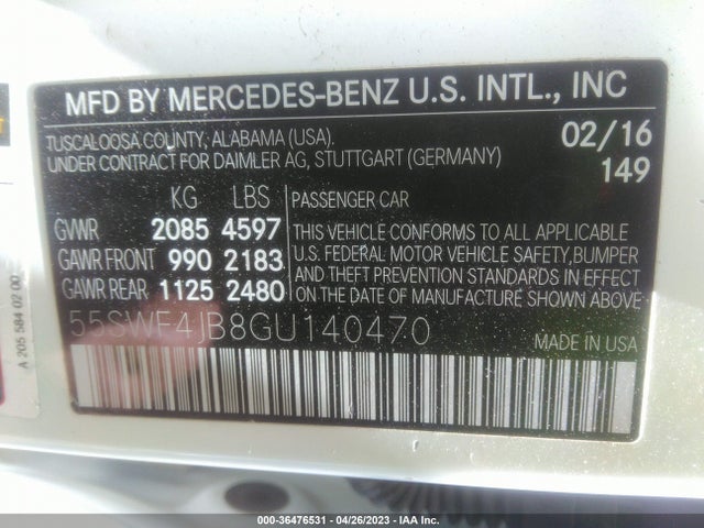 Mercedes-Benz C-class C 300 2016 55SWF4JB8GU140470 Image 11