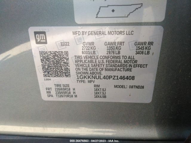 1GKKNUL40PZ146408 GMC ACADIA SLT