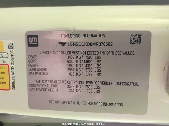 Chevrolet Suburban Lt 2021 1GNSCCKD8MR376682 Image 9