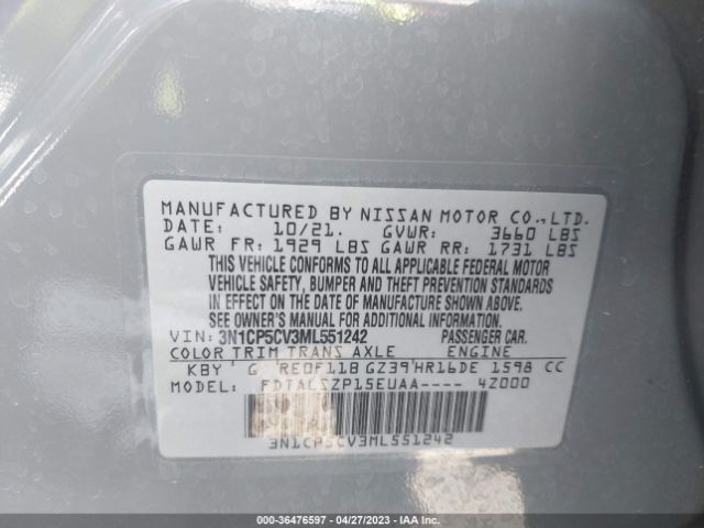 3N1CP5CV3ML551242 Nissan KICKS SV