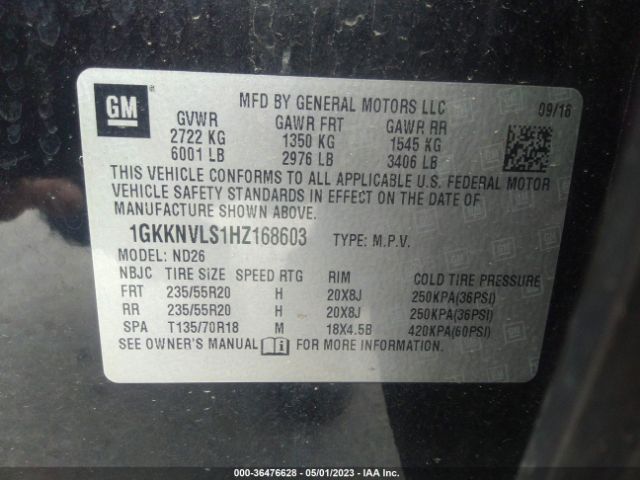 1GKKNVLS1HZ168603 GMC ACADIA SLT