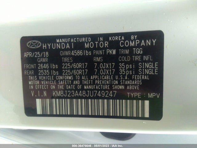 Hyundai TUCSON SE 2018 KM8J23A48JU749247 Image 10