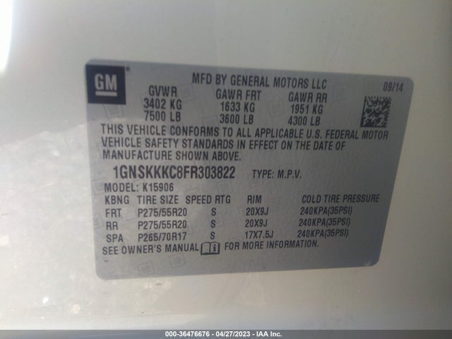 Chevrolet Suburban Ltz 2015 1GNSKKKC8FR303822 Image 10