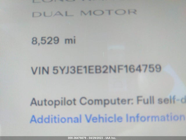 Tesla Model 3 Long Range 2022 5YJ3E1EB2NF164759 Image 11